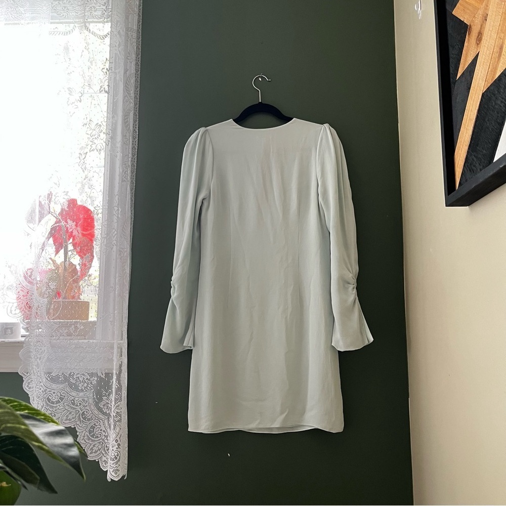 Joie 100% silk light blue long sleeve ruched dress size 4 - Picture 2 of 8
